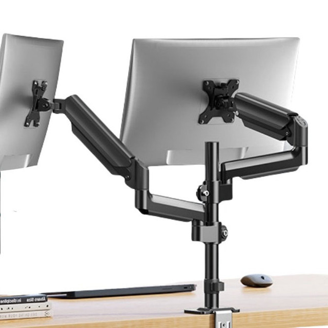New Arrival Height Adjustable Dual Monitor Arm Stand Gas Spring Desk Mount with 13-32" Screen Bracket Made of Durable Metal