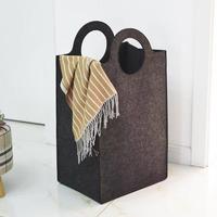 Panier à linge pliable durable en vente chaude avec poignée, en feutre de polyester écologique, design peu encombrant pour l'organisation des vêtements