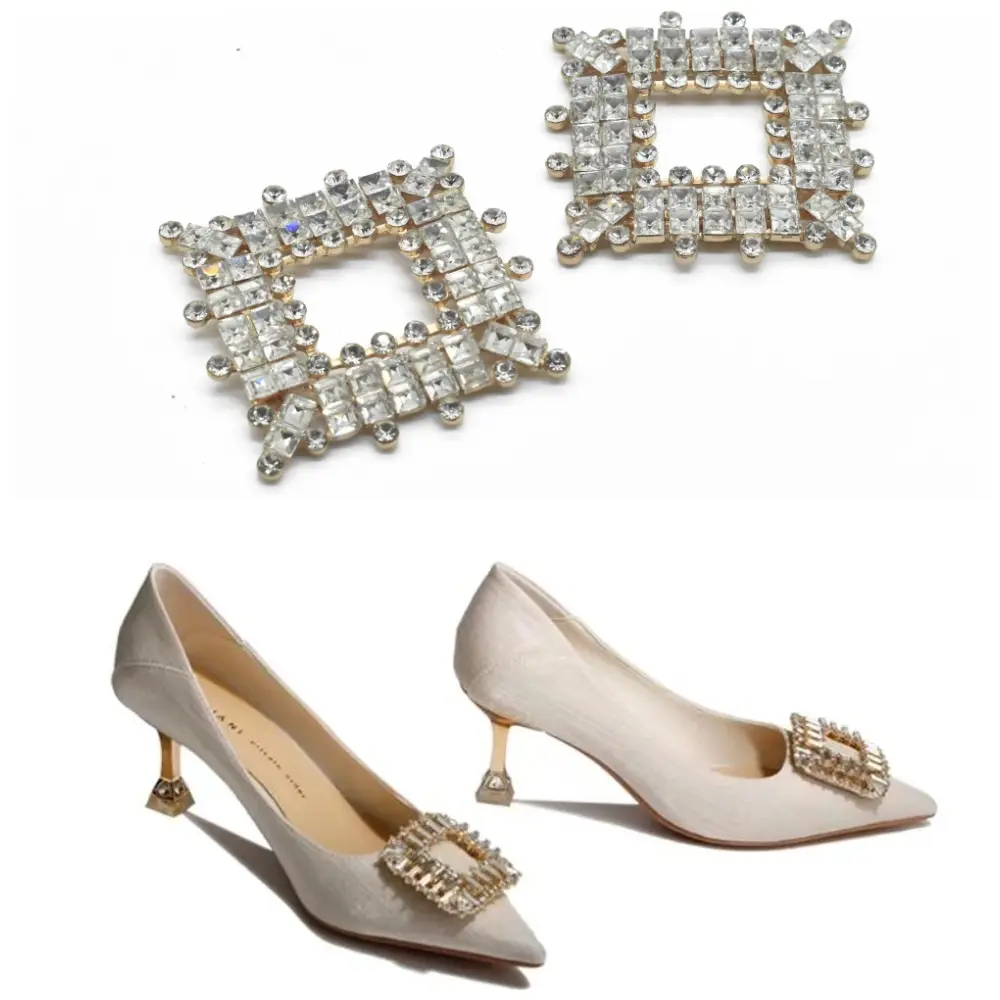 Boucle de chaussure en alliage pour femmes, décoration brillante, en strass, accessoires de chaussures, Clip de chaussure, vente en gros