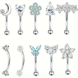 ASTM F136 Titanium Piercing 16g Gebogen Barbell Wenkbrauw Stud De Titanio Piercing Comfortabele Push <span class=keywords><strong>Pin</strong></span> Body Jewelry Design Dames - Product Image 2