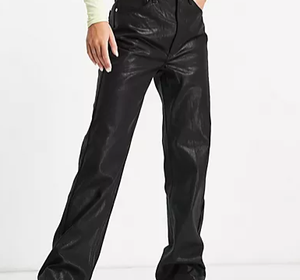 LILUO 2025 Offre Spéciale Streetwear Loose Leg Wax Coated <span class=keywords><strong>Skinny</strong></span> Jeans Black Button Women High Waist Spandex Stretchy Denim Jeans - Product Image 5