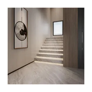 SHIHUI Großhandel Beige Kunstmarmor gesinterter Stein Platte Porzellanfliesen weiches Wohnzimmer Wand-Boden-Design Innenbereich