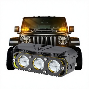 ไฟหน้ามอเตอร์ไซค์แบบ LED 3 เลนส์ รุ่นใหม่ แสงสีขาว+เหลือง กันน้ำ IP67 สำหรับรถยนต์ SUV ATV MO-233 - Product Image 1