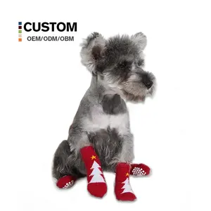 新款可爱动物图案纯棉宠物袜保暖室内防滑狗猫护爪圣诞系列