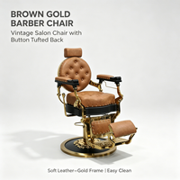 Fauteuil de Barbier de Luxe avec Appui-tête Réglable, Inclinable, Hydraulique, Mobilier de Salon Bleu Noir Rétro, Chaise de Coiffure pour Barbiers