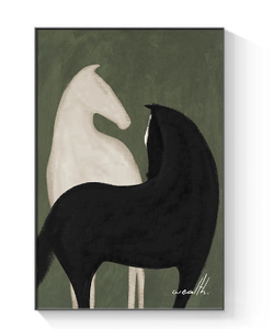 Dipinto Astratto di Cavallo <span class=keywords><strong>Bianco</strong></span> <span class=keywords><strong>e</strong></span> <span class=keywords><strong>Nero</strong></span> su Tela, Decorazione Murale per Casa, Personalizzabile, Produzione 2023 - Product Image 6