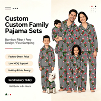 Großhandel Maßgeschneiderte Lustige Karierte und Gestreifte Bedruckte Familien-Pyjamas für Weihnachten und Feiertage, Passende Familien-Loungewear