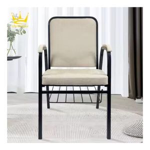 Silla de auditorio personalizada con estante para libros, silla de Teatro de oración musulmana <span class=keywords><strong>Pastor</strong></span> de Metal, silla de iglesia de tela con brazos - Product Image 1