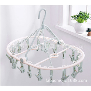Séchoir à linge rond en plastique avec pinces, pliable, type crochet, pour vêtements et chaussettes - Product Image 2