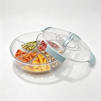 Boîte de rangement alimentaire rotative pour cuisine avec couvercle hermétique à clipser, plateau intérieur amovible et compartimenté, en PET, PP et silicone, multi-usage, portable, OEM