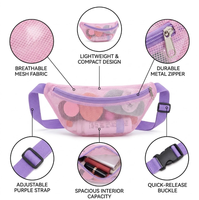 Sac banane personnalisé en nylon respirant pour la plage, motif fruits, forme boîte, pochette bandoulière pastel avec fermeture éclair violette