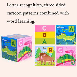 Mainan kayu anak-anak kartun hewan huruf cocok kotak blok bangunan pendidikan dini puzzle pencerahan desktop permainan grosir - Product Image 4