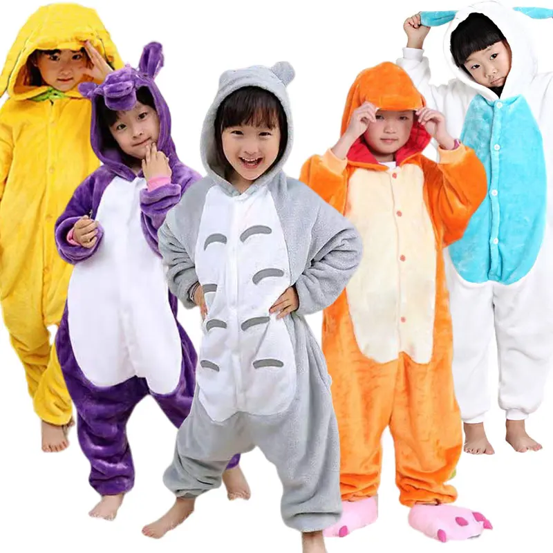 Dropship Pijamas Kids Flannel Fleece Animal Cartoon Unicornio Costume Winter Boy Girl Onesie Kigurumi