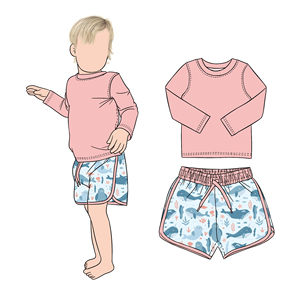 Nuovi Costumi da Bagno per Bambini in Vendita all'Ingrosso, Set 2 Pezzi con Maniche Lunghe e Pantaloncini, per Giocare in Spiaggia in Estate - Product Image 2