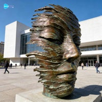Esculturas de Arte Metálico de Bronce Fundido en 3D, Abstractas de Jardín, con Rostro Humano y Paisaje