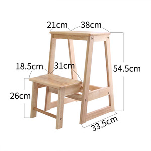Solid Wood Multi-Functional Footstool Double Layer Small Step Stool Home Shoe Changing <b>Bench</b> Adult Children Elderly Use - Product Image 5