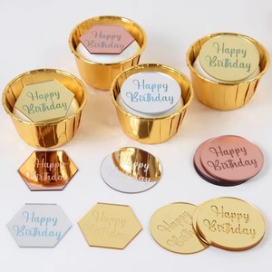 Adorno de Pastel de Acrílico en Forma de Corazón Hexagonal, Color Oro Rosa y Plata, con Grabado, para <span class=keywords><strong>Cumpleaños</strong></span>, Adorno de Cupcake, <span class=keywords><strong>Disco</strong></span> de Acrílico para Pastel, Día de la Madre - Product Image 1