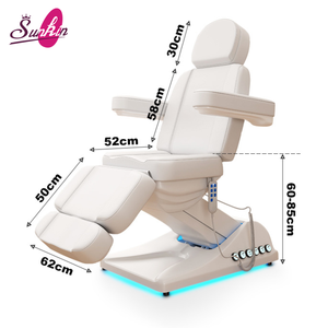 Lit de massage avec base lumineuse LED de luxe, commande au pied, 3 moteurs, haute capacité de charge, cuir synthétique, mobilier commercial pour hôtel et salon - Product Image 4