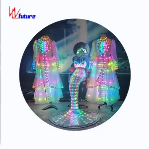 LED Luminous Wedding Drled Suits Cosplay Partycostumee Christmas Polyester Costumes Indian Adults Baby Girls Blue Black 1 Piece