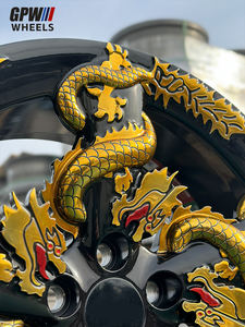 Diseño caliente personalizado 3D grabado estilo dragón rueda forjada 5x108 5x114,3 5x120 6x114,3 5 radios llantas doradas para modificación de coche - Product Image 2