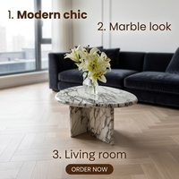 Table Basse Ovale Moderne en Marbre Calacatta Violet Naturel, Écologique, Durable, Unique, avec Veinage Violet et Noir, pour Salon