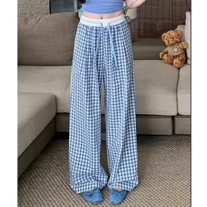 <span class=keywords><strong>Pantaloni</strong></span> Casual da Donna a <span class=keywords><strong>Vita</strong></span> <span class=keywords><strong>Alta</strong></span> con Coulisse Elastica, Stile Vintage a Quadri Bianco e Nero, Gamba Svasata, Versatili e Leggeri - Product Image 3