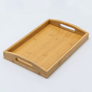 Plateau de service en bambou avec poignées 33x22x5cm, multi-usages pour la maison et l'hôtel, couleur unie - Product Image 3