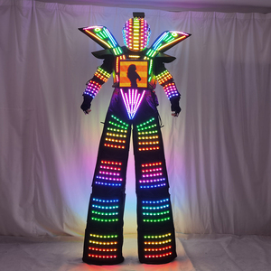 Dành cho người lớn <span class=keywords><strong>LED</strong></span> Robot trang phục sàn đi bộ sáng phù hợp với áo khoác với ngực hiển thị Mũ bảo hiểm găng tay laser hiệu suất phòng khiêu vũ mặc - Product Image 6