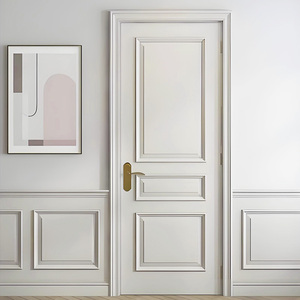 Puertas de Madera Maciza para Dormitorio, Color Marrón Claro, Personalizadas, Interiores, Entrada, Insonorizadas, con Manija de Metal - Product Image 2