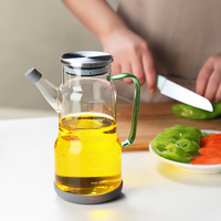 Pot à Huile et Vinaigre en Verre Soufflé à la Main, Moderne, Transparent, Épaissi, Personnalisable avec Logo, Compatible Micro-ondes, pour Cuisine et Camping, en Acier Inoxydable