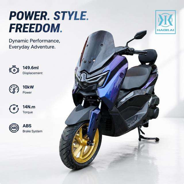 150cc Motorcycle with ABS 10kW 4-Stroke Air-Cooled Motorbike 149.6ml Gasoline Engine Front & Rear Disk Brake 10L Fuel Tank