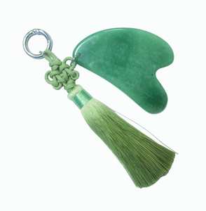 Heart Shape Natural Aventurine Face Scraping Board With Chinese Tassel Portable Facial Gua Sha Scraper Skin Care Massage Tool - Product Image 4