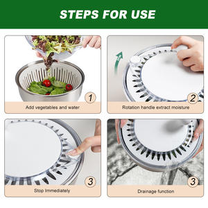 Escurridor de Ensaladas Manual Personalizable de Acero Inoxidable con Asa para Secar Verduras - Product Image 3