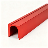 Custom CNC Milling Aluminum Extrusion Profile,.Red Anodized U-Groove Aluminum Bar for Automation Equipment