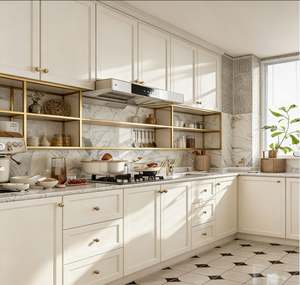 ตู้ครัวไม้อัดสั่งทำพิเศษ พร้อมลิ้นชักปิดแบบนุ่มนวล ผิวด้าน และชั้นวางแบบหมุนได้ สำหรับจัดเก็บของในครัว - Product Image 4