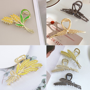 Grande pince à cheveux en métal motif épi de blé, de luxe, à maintien robuste pour cheveux épais, pour femmes, pour queue de cheval quotidienne - Product Image 5