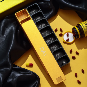 7日間スライドフィルオーガナイザー<span class=keywords><strong>AM</strong></span>/PMプッシュプルデザインCNC加工ステンレススチール純粋なアルミニウムカスタマイズ可能な毎日の薬 - Product Image 3