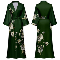 Robe longue kimono de luxe élégante et décontractée en satin soyeux imprimé, longueur genou, pour femme, idéale pour la nuit et la détente, collection Printemps