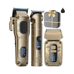 Tondeuse à cheveux professionnelle pour homme Vgrpro, étanche, ensemble rasoir - Sans fil, 4 vitesses, écran LED pour la coupe du visage/de la barbe, barbier à domicile - Product Image 1