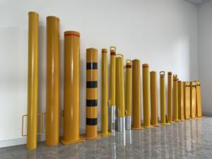 2025 Úc nóng bán tiêu chuẩn Úc <span class=keywords><strong>bollards</strong></span> trang trí bollard bột màu vàng tráng với bollard cơ sở tròn - Product Image 5
