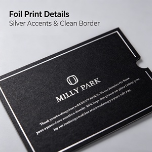 การ์ดขอบคุณสุดหรู Milly Park สีดำเงิน พร้อมชุดการ์ดอวยพร กระดาษอาร์ต ปั๊มร้อน - Product Image 3