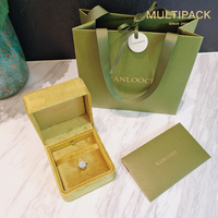 Sac cadeau en papier kraft vert de luxe écologique avec logo personnalisé, ruban et carte assortie pour l'emballage de bijoux, de montres et de parfums