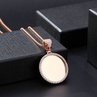 Collier pendentif en acier inoxydable par sublimation avec chaîne à maillons ronds en zircon, tendance, moderne, cadeau de Noël ou d'anniversaire pour femme