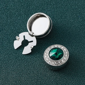 Nouveaux couvercles de boutons européens et américains Couvertures de boutons en strass Boutons de fleurs en cuivre en alliage de cristal transfrontalier - Product Image 2