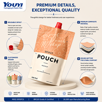 Pochettes à bec verseur personnalisées en gros avec bouchon réutilisable, sacs d'emballage en plastique écologiques de 500 ml pour jus, sauces et boissons
