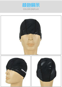 Personnalisé Votre Propre Logo en Stock Résistant à l'<span class=keywords><strong>Eau</strong></span> Stretch Nylon Spandex Imitation Peau de Requin Hommes Solide Noir Marine Bonnets de Bain - Product Image 4