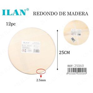 Dischi di legno rotondi Ilan da 25 cm, spessore 2,5 mm, confezione da 12 pezzi per lavori artigianali e progetti fai-da-te - Product Image 3