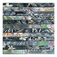 Carreaux de mosaïque murale en verre cristal à motif floral imprimé jet d'encre, design moderne, pour la décoration intérieure