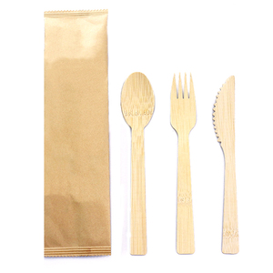 Ensemble de couverts jetables en bambou écologiques de haute qualité Newell avec design classique, sac de voyage pour le camping, cuillère, fourchette - Product Image 6