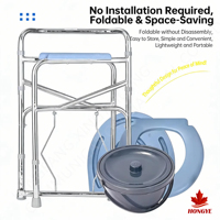 Chaise de toilette multifonctionnelle HONGYE avec roulettes, acier au carbone chromé, pliable, 5 niveaux, pour personnes âgées